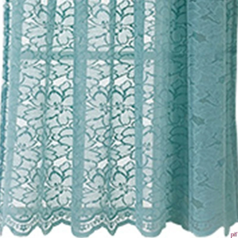 Blue B-size-2 Романтическая вязаная крючком Цветочная кружевная короткая полупрозрачная оконная занавеска ярусная зубчатая отделка Y5GB - Цвет: Blue B-size-2