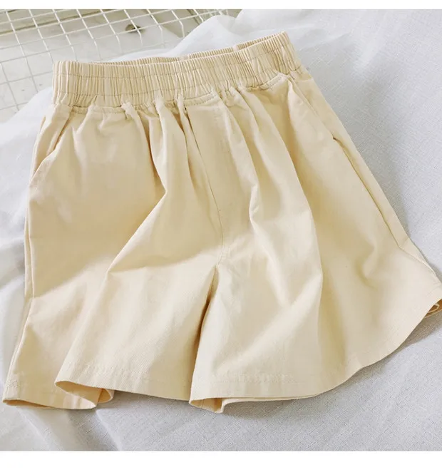 denim women shorts wide leg solid blue casual girl sweet shorts all match preppy style fashion shorts top quality