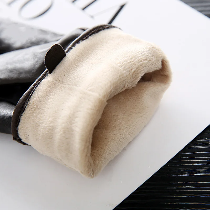 Перчатки женские из натуральной кожи черные перчатки Handschoenen теплые зимние Guantes Hiver Femme перчатки из овчины Rekawiczki Gant