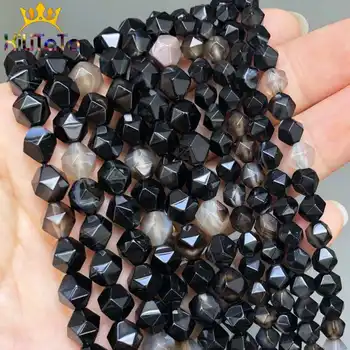 

Natural Faceted Black Agates Stone Beads Round Loose Spacer Beads For DIY Jewelry Making Bracelet Accessories 15inches 6/8/10mm