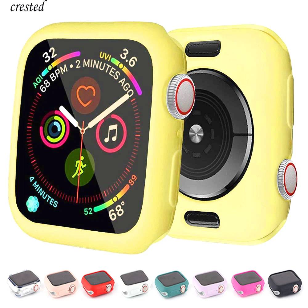 Compra Funda protectora de silicona para Apple Watch, Protector de parachoques para carcasa de reloj Apple, 44mm, 40mm, 42mm, 38mm, accesorios para Apple watch series 5 4 3 se 6 zWzKE6bwD0l