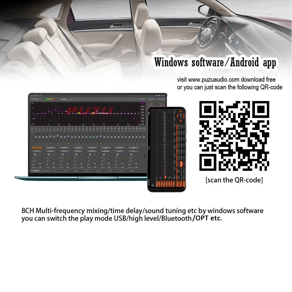 Puzu PZ-X4800S 6コア32bit 8CH電源カーオーディオdspデジタル信号