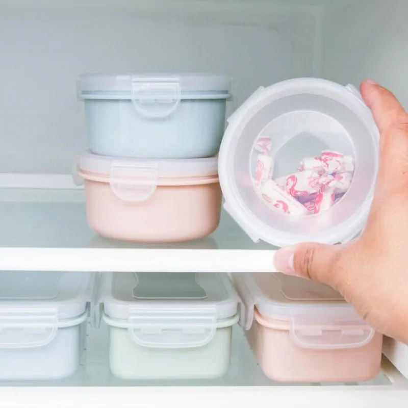 

Small Lunch Box Bento Box Refrigerator Food Storage Box Mini Lunch Box Plastic Round Dinnerware Portable Picnic Food Container