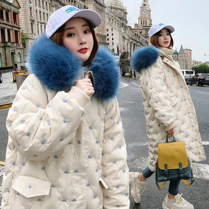 

Down Jacket WOMEN'S Dress Mid-length 2019 New Style Winter Korean-style Loose-Fit Slimming Dongdaemun over-the-Knee Cotton-padde