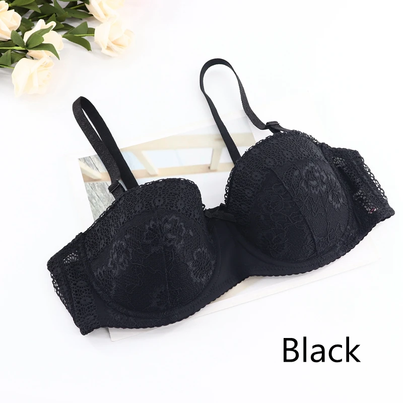 Black Plusgalpret, половина чашки, пуш-ап, балконные бюстгальтеры для женщин, плюс размер, мягкое нижнее белье с хлопковой подкладкой, бюстгальтер A, B, C, D, чашка 75, 80, 85, 90 - Цвет: Black