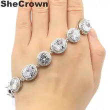 12x10 мм причудливый Белый сапфир женский обручальный серебряный браслет 7,0-дюйма