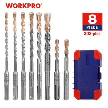 

WORKPRO 8 PC Hammer SDS Plus Drill Bit Set Carbide Tip Metric Drill Bit for Brick Concrete Stone Cement