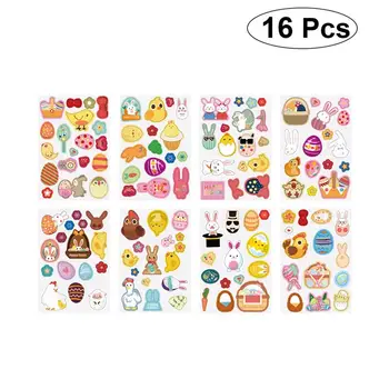

16 Sheets Easter Stickers Adhesive Labels Stickers Cartoon Animal Sticker Adorkable Printing Easter Decorative Sticker for Party