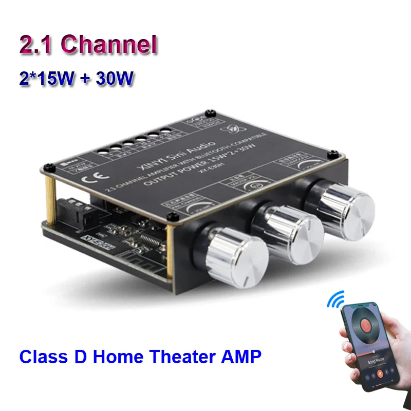2*15W+30W Power Bluetooth Subwoofer Amplifier Board 2.1 Channel HiFi