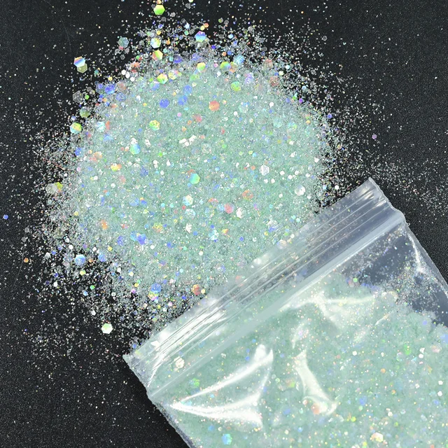 50g Chunky Glitter Holographic Iridescent Opal Fairy Drops Nail Art Unicorn Cosmetic Mixed Hexagon Sequins Manicure Glitter  &*& 5