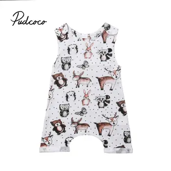 

pudcoco Baby Rompers Summer sleeveless Cartoon Animal Newborn Baby Boy Girl Clothes Infant Jumpsuit Animal Toddler Clothing 0-2T
