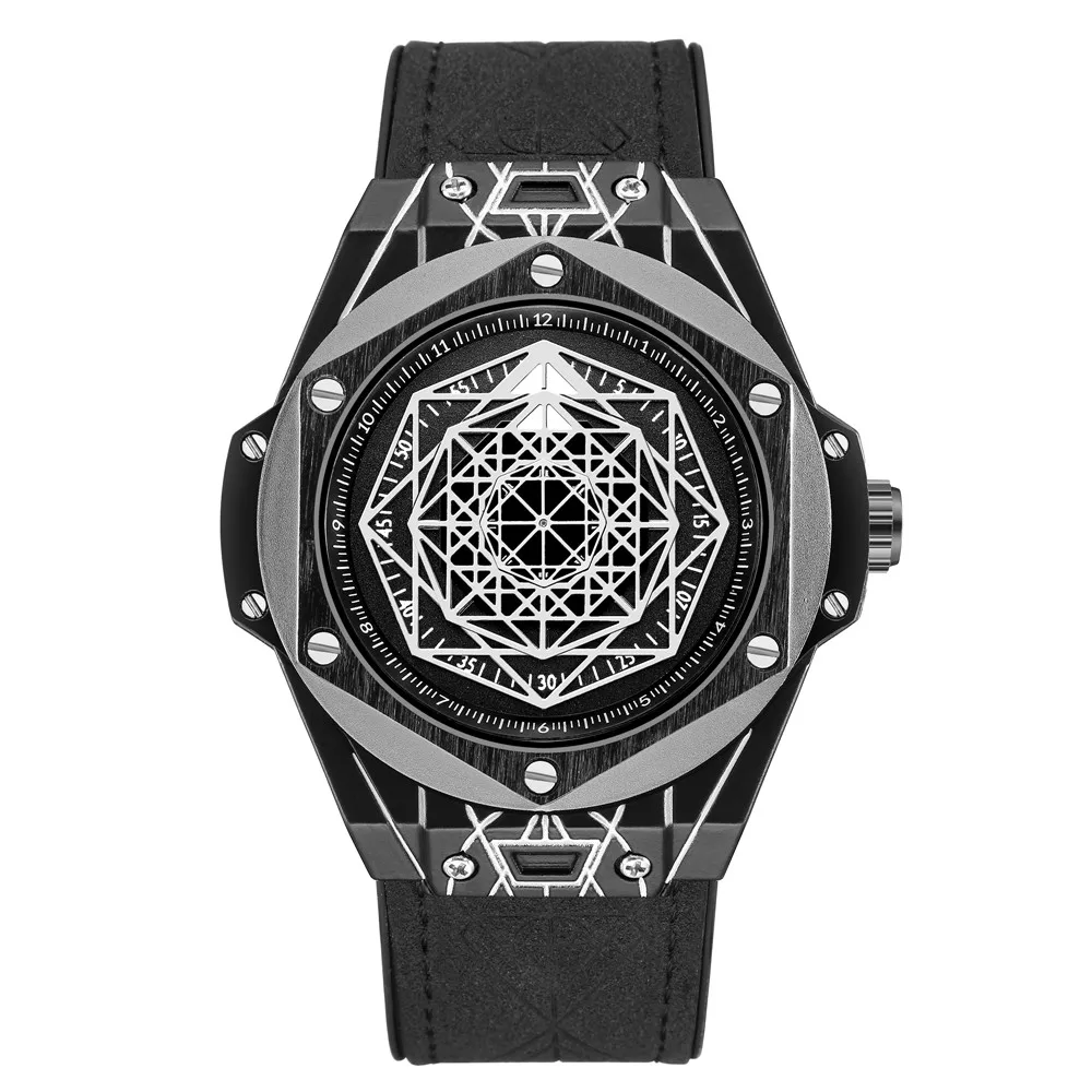 Montre Homme новые 3D коричневые часы мужские роскошные модные кварцевые часы мужские военные бизнес Relógio Horloge мужской подарок стол - Цвет: Черный