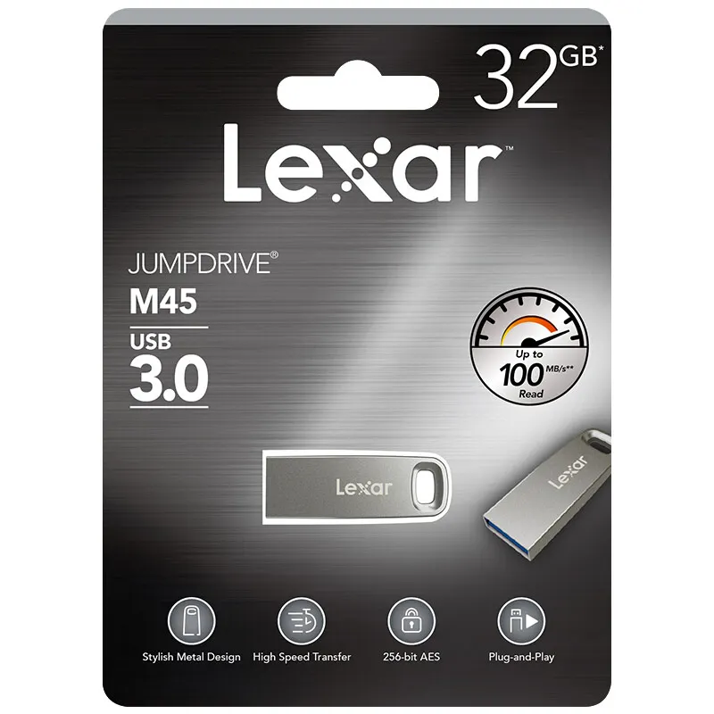 Lexar Cle USB 3,0 128 Гб 64 ГБ 32 ГБ металлический накопитель M45 Jump Drive Plus type C адаптер DJ DIY логотип 256 бит AES U диск дропшиппинг