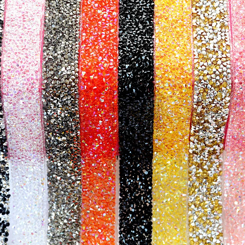 

Prajna 1 Yard Mix Colors Resin DIY Garment Decorations Iron On TapeHot Fix Rhinestone Mesh Glitter Strass Chain Ribbon Hot-Fix