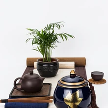 Влагостойкая большая чайная печать керамическая баночка с крышкой кофейные бобы конфеты печенье коллекция резервуар для хранения кухонное украшение для хранения