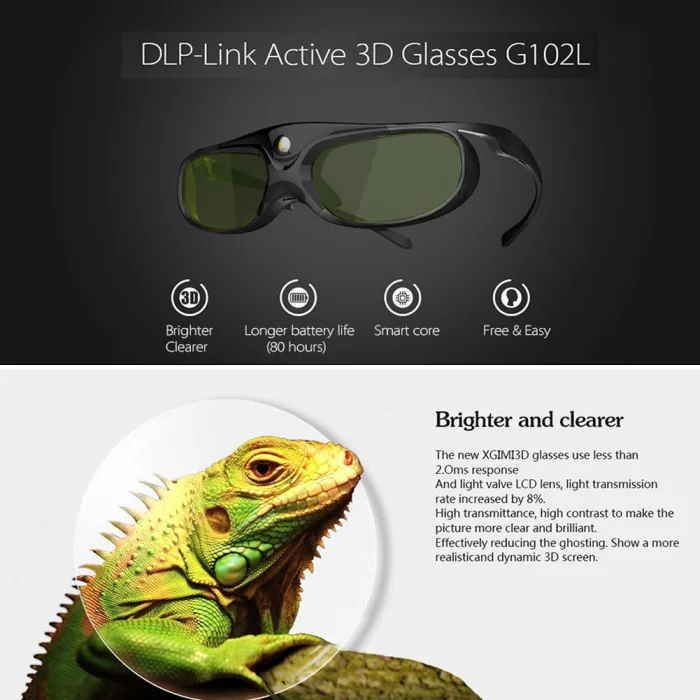 Bluetooth 3D Активные затвор очки для четкости видения очки для DLP-Link проектор ТВ