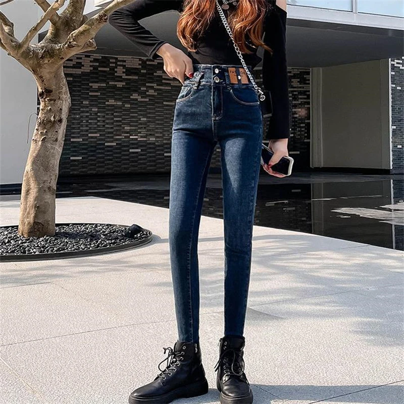 Pantalones vaqueros de mujer 175cm de altura alargados ajustados pantalones vaqueros de lápiz cintura alta súper vaqueros| - AliExpress