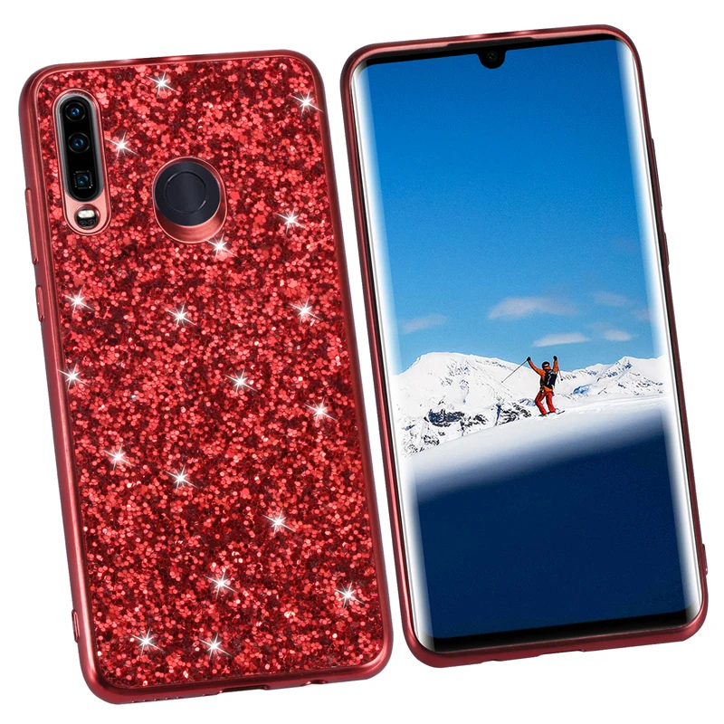 

HuaWei P30 Pro Shining Glitter Diamond Back Cover For Honor 20S P30 30 Pro P30 Lite Nova 4E Soft TPU Anti-fall Case Cover