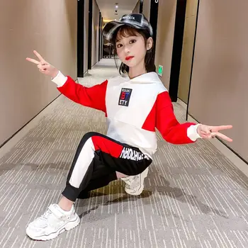 

Roupas Infantis Teenage Girl Spring Autumn Red Sports Cotton Boutique Little Girl Clothes Two Piece Sets худи для девочек 11 лет