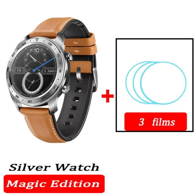 Huawei Honor Watch Magic, водонепроницаемые, gps, NFC, для работы, 7 дней, напоминания о сообщениях, пульсометр, трекер сна, экран 1,2 дюйма - Цвет: Silver n film