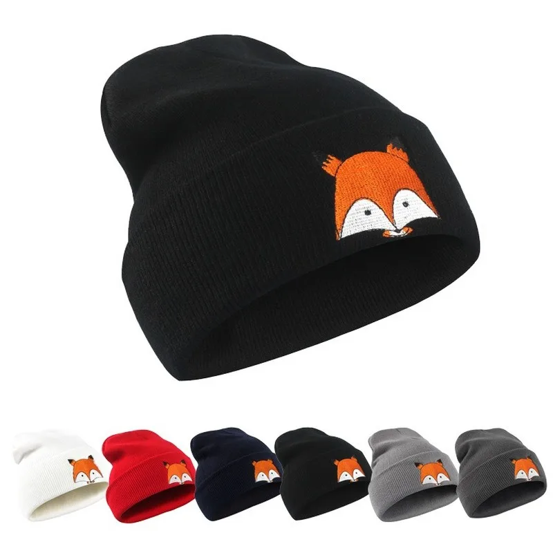 

Autumn and Winter Creative Warm Wool Hat 100 Build Fox Knit Hat Thickened Bonnets for Women Beanie