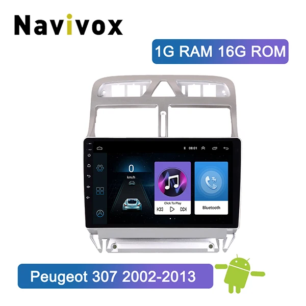 Navivox Android 8,1 2 din Автомобильный dvd-плеер gps навигация Мультимедиа для peugeot 307 307 CC 307SWC радио 2002-2013 стерео - Цвет: 1G RAM 16G ROM