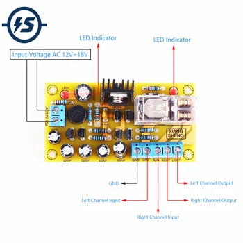 

AC/DC 12V 2.0 2-Channel Speaker Protection Board for Amplifier Module