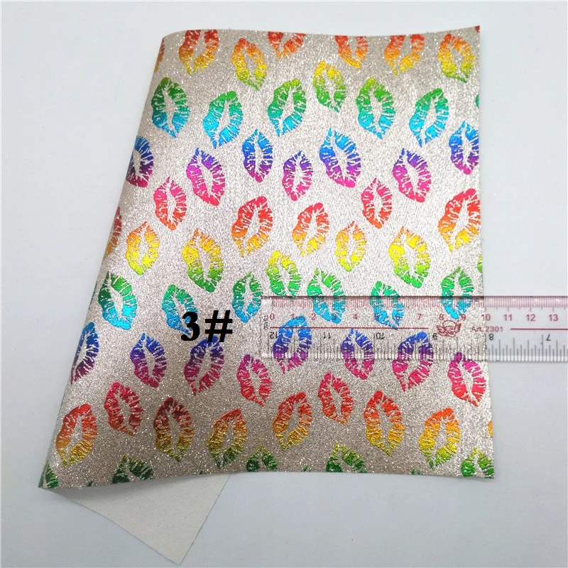 Glitterwishcome 21X29 см A4 размер блеск с принтом губ кожа, блестящая ткань винил для бантов, GM719A - Цвет: 3