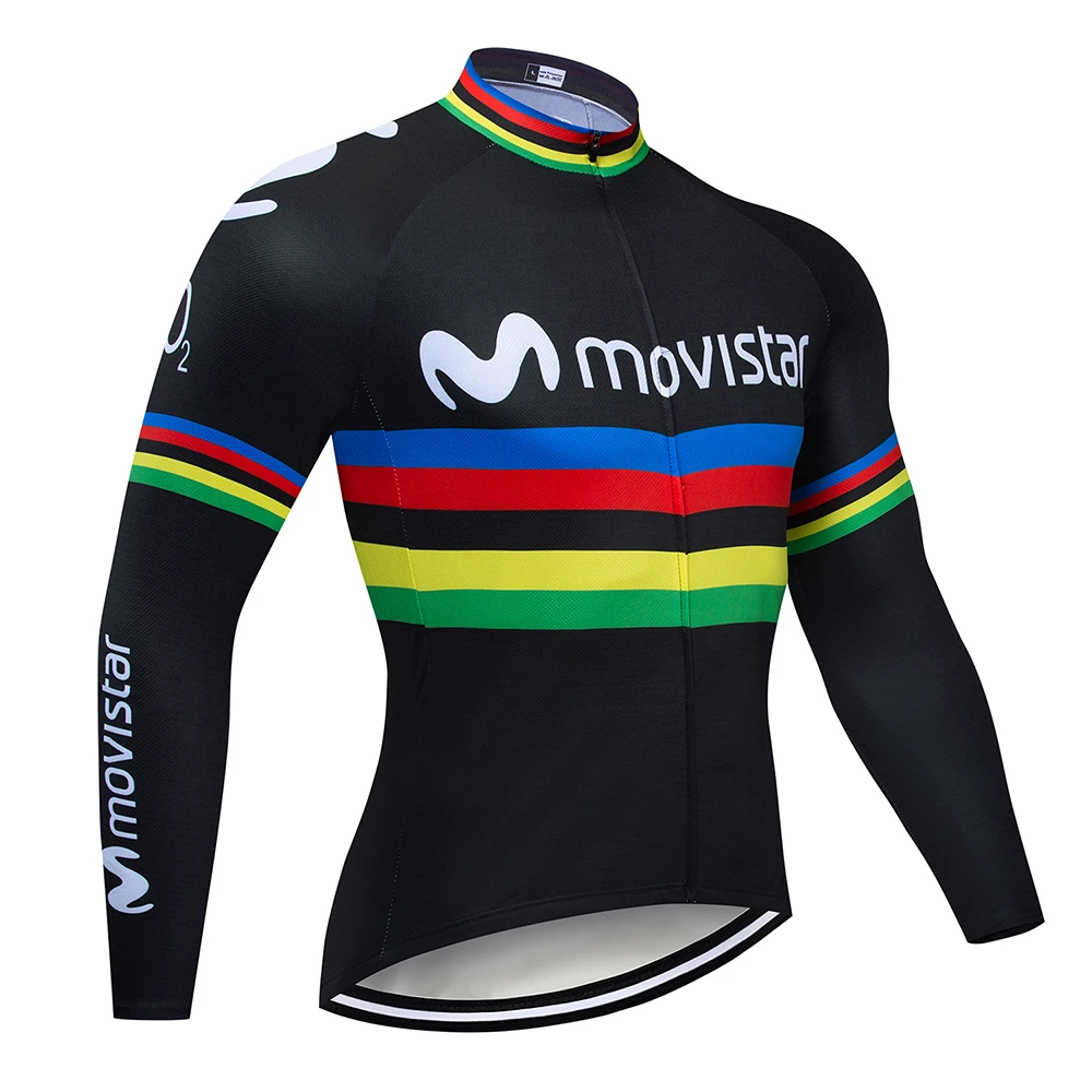 Long sleeve jersey Movistar Команда с длинным рукавом Велоспорт Джерси Комплект комбинезон ropa ciclismo велоодежда MTB велосипед Джерси Униформа мужская одежда - Цвет: Long sleeve jersey