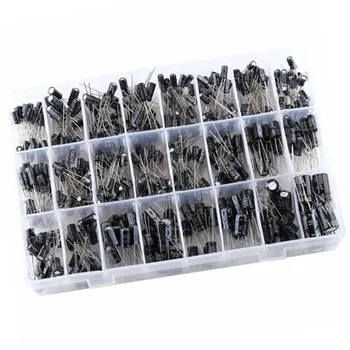 

500pcs Aluminum Capacitors Kit Low Frequency Diy Assorted Electronic 0.1UF-1000UF 10V-50V 24 Value W/Box Accessory