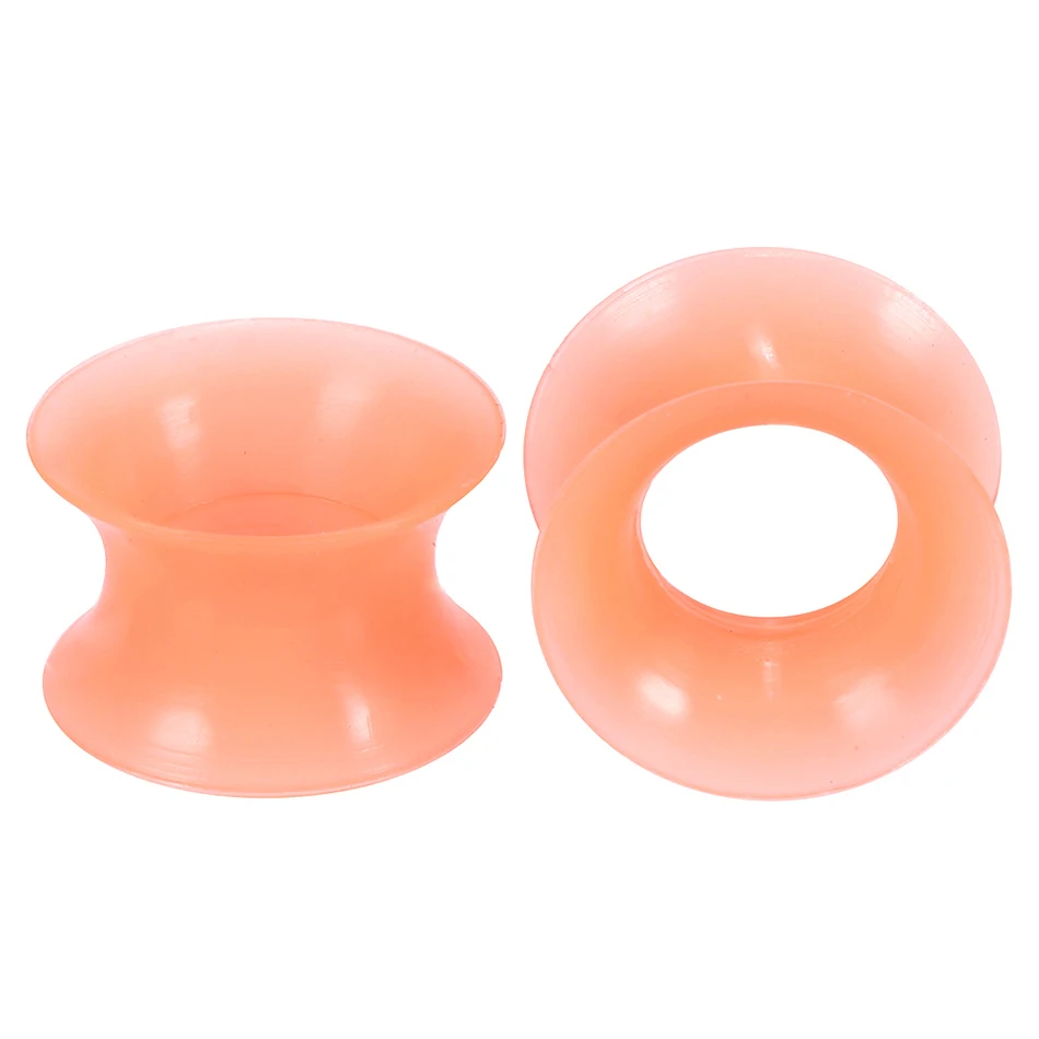 1 пара/лот, силиконовые гибкие тонкие тоннели для ушей, двойные расклешенные беруши, измерительные сережки, расширенные пирсинг, тоннель для тела, ювелирные изделия - Окраска металла: Orange