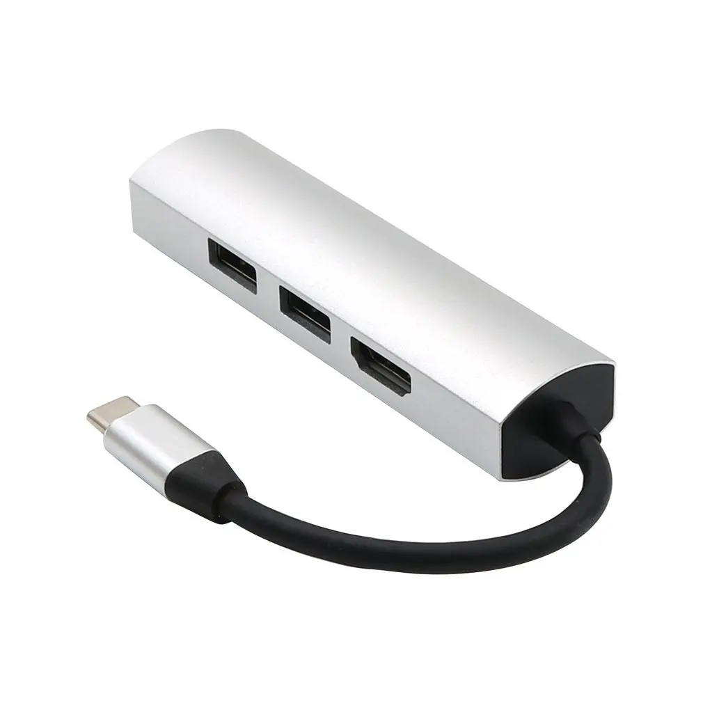 3 порта концентратор USB 3,1 тип-c к USB 3,0 разветвитель Кабель Шнур ноутбук планшетный компьютер аксессуары с 4K конвертер для HDMI - Цвет: Серебристый