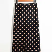 Винтажная черная длинная юбка в горошек, Женская Повседневная офисная юбка, Женская прямая юбка с высокой талией