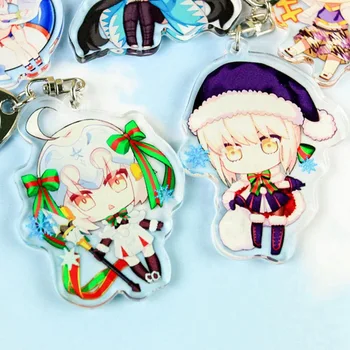 

Cute Anime Game Fate Grand Order FGO Keychain Saber Astolfo Figure Pendants Acrylic Keyring Collection Gift