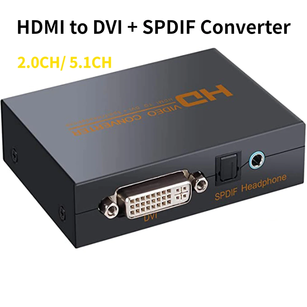 Link dateret computer HDMI to DVI + SPDIF / Headphone Video Converter Box Adapter for PS3 DVD +  Power Adapter HDMI to DVI Converter