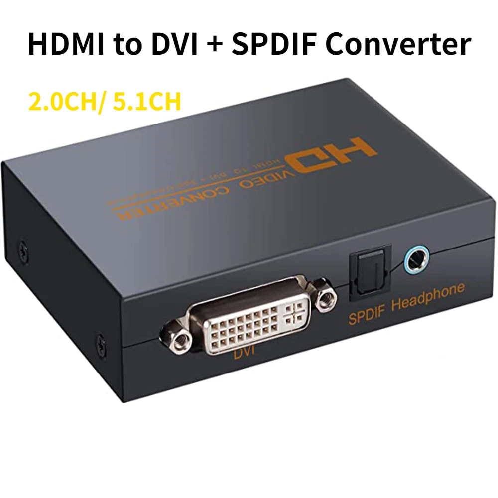 Hdmi에 DVI + SPDIF/헤드폰 비디오 컨버터 박스 어댑터 PS3 DVD + 전원 어댑터 HDMI to DVI ...
