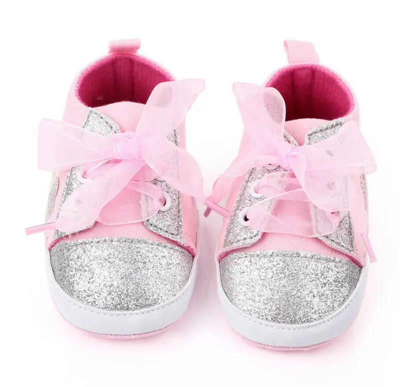 Stylish 0-18M Baby Boys Girls Canvas Shoes Kids Cute First Walkers Sneakers Soft Sole Crib Newborn Infant Toddler Lace Up Shoes