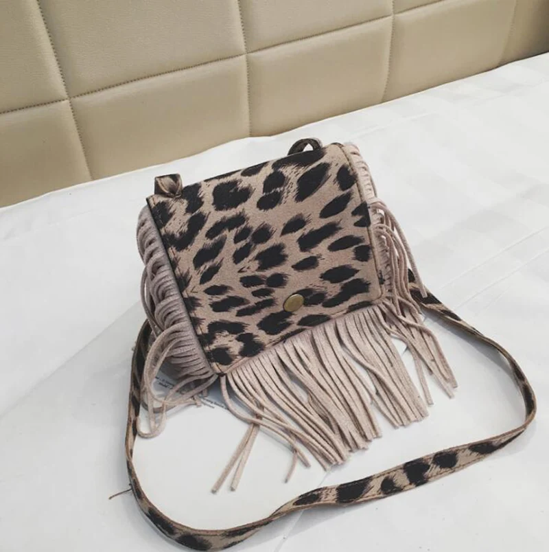 Khaki leopard Модная детская мини-сумка-мессенджер для маленьких девочек, милые дизайнерские Детские сумочки с кисточками, Детские сумочки, сумки через плечо - Цвет: Khaki leopard