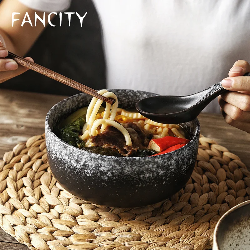 Fancity Instant Noodle Bowl, Large Ceramic Rice Bowl, Breakfast Noodle
