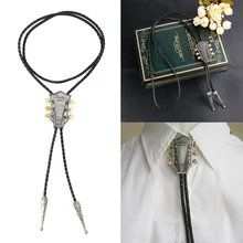 Прочные вечерние, тканые, для свиданий, винтажная мода, Боло, галстук, Кулон гитара, повседневная одежда, унисекс, на каждый день, на клипсах, из искусственной кожи, аксессуары