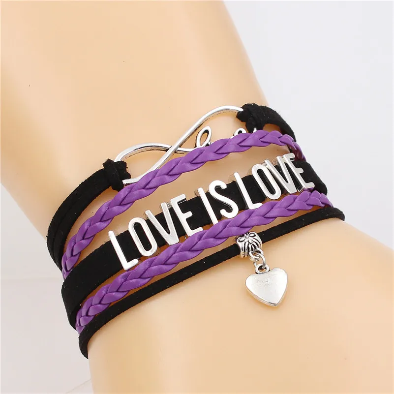 Браслеты LOVE IS Сердце с бесконечностью многослойный браслет для пар кожаные