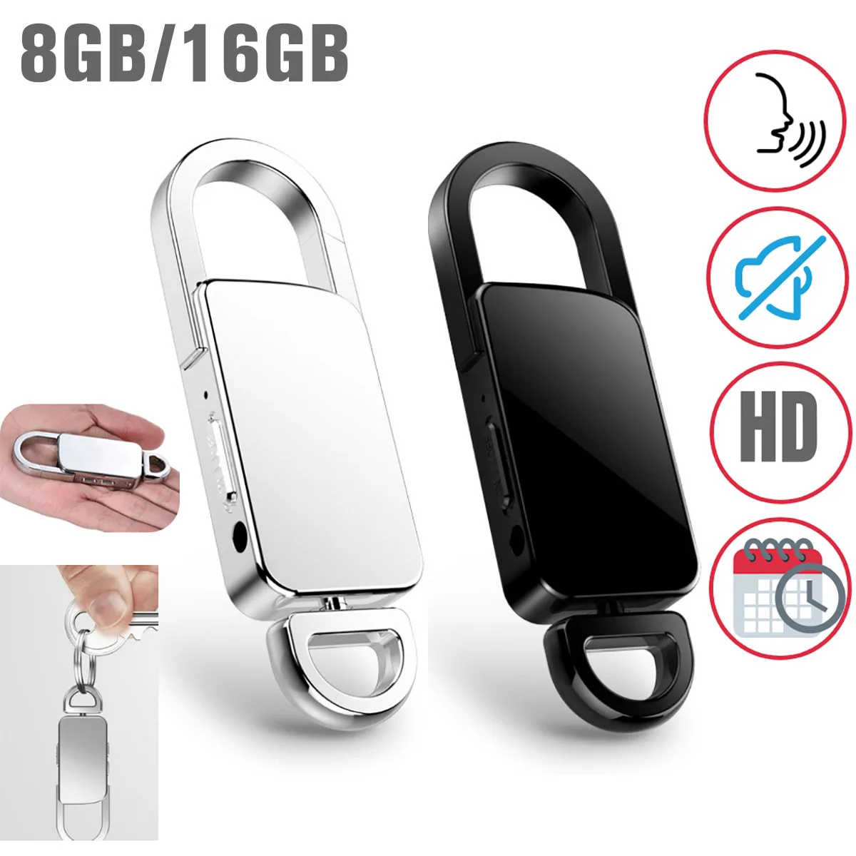 

NEW Keychain 8GB/16GB Voice Recorder USB Professional Dictaphone Digital Audio Voice Recorder With WAV Portable MP3 Player