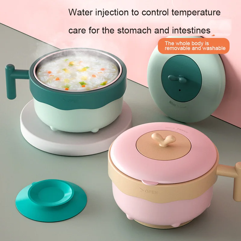 Silicone Stainless Steel Sucker Bowl With Lid Straw Handle Solid Soup Food Self Feeding for Baby Kids Children Creative Gift | Мать и