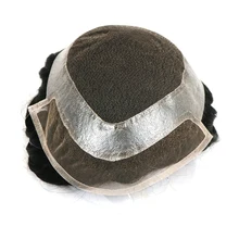 Lace Front With Skin Pu Hollywood Men Toupee Hair System Hairpieces Replacement Men Toupee