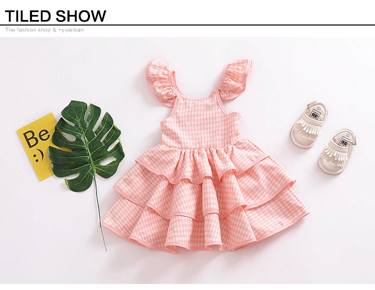 EACHIN Girls Dresses Baby Kids Girl Fashion Pink Plain Print Short Sleeve Off Shoulder Ball Gown Dress Cake Dress Party Dress