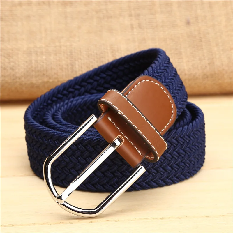 New elastic belt knitted canvas belt decoration belt female pin buckle canvas strap women and man - Цвет: 7