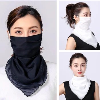 

5pcs mouth mask Lightweight Face Mask scarf Sun Protection Mask Outdoor Riding face Masks Protective Chiffon Scarf Handkerchief