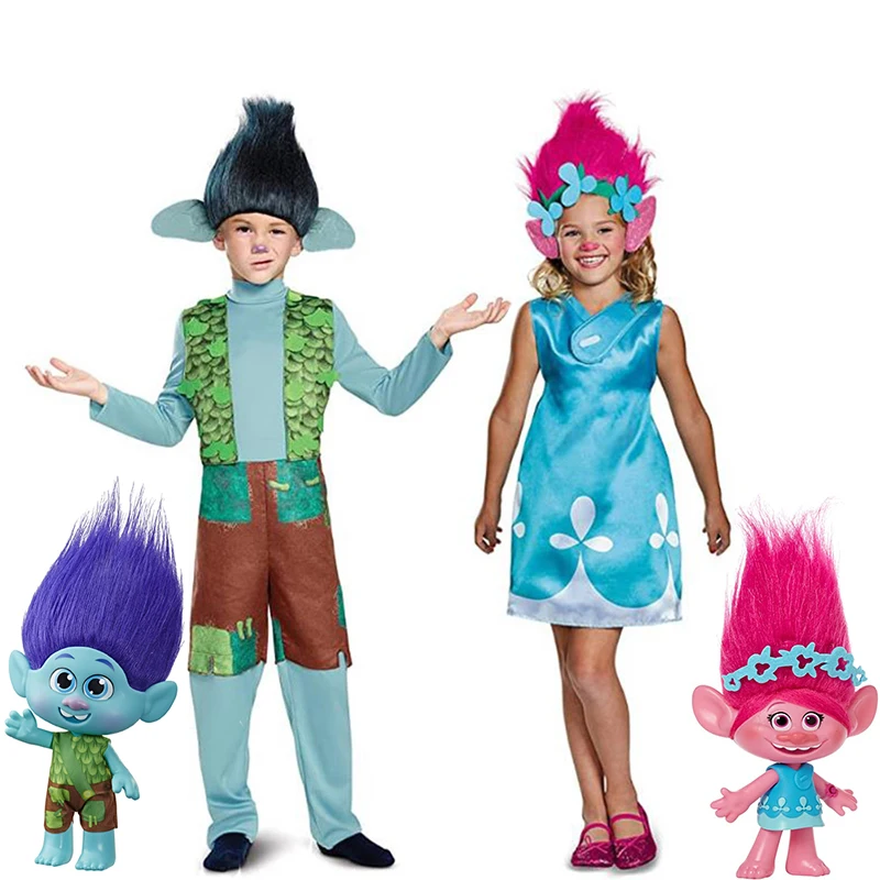 Ragazzi Troll Branch Costume Ragazze Troll Poppy Cosplay Costume Di Halloween Kids Purim Carnival Outfit