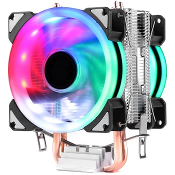 

HOT-DELEFUN CPU Cooler 2 Pure Copper Heat Pipe Cooling Tower Cooling System Two 9cm CPU Cooling Fan CPU Radiator for AMD