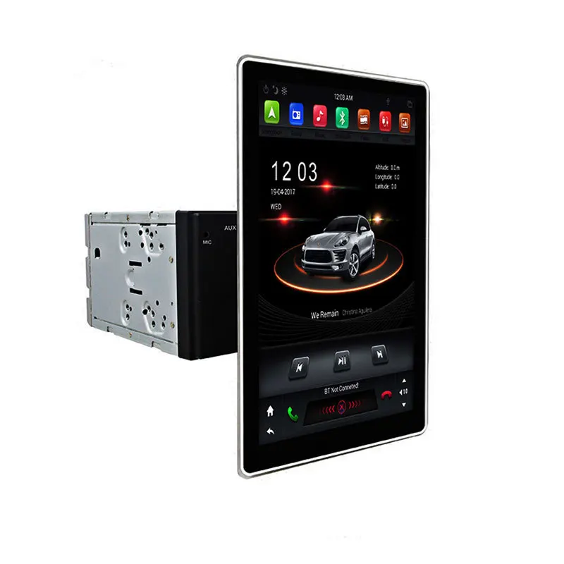 Discount IPS 12.8"  Rotation PX6 Tesla Style android 8.1 double 2 din Rotatable car universal gps multimedia radio No DVD player wifi usb 1